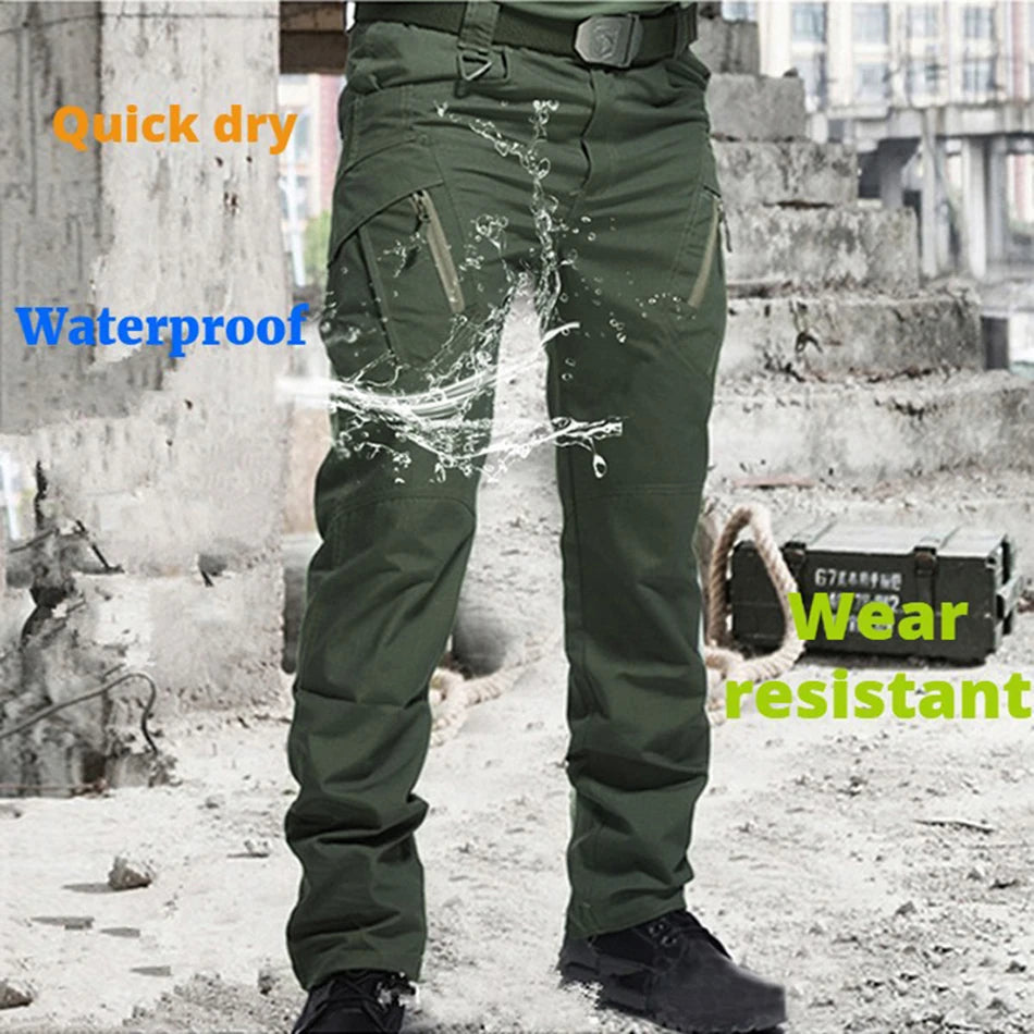 Mens Tactical Pants Multiple Pocket Elasticity Military Urban Commuter Tacitcal Trousers Men Slim Fat Cargo Pant 5XL