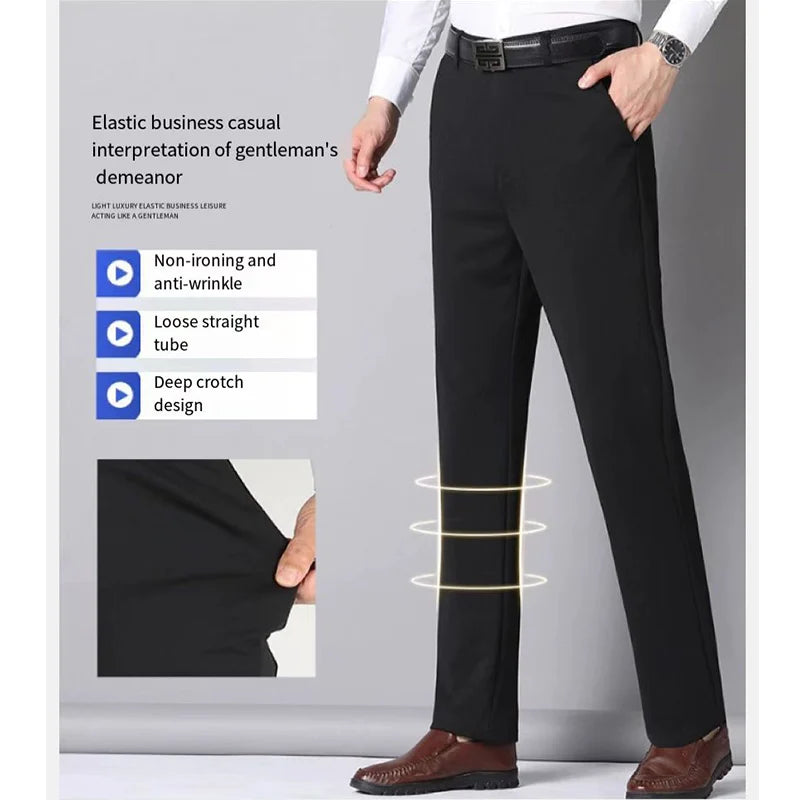 Men's Business Casual Suit Pants Long Elastic pants