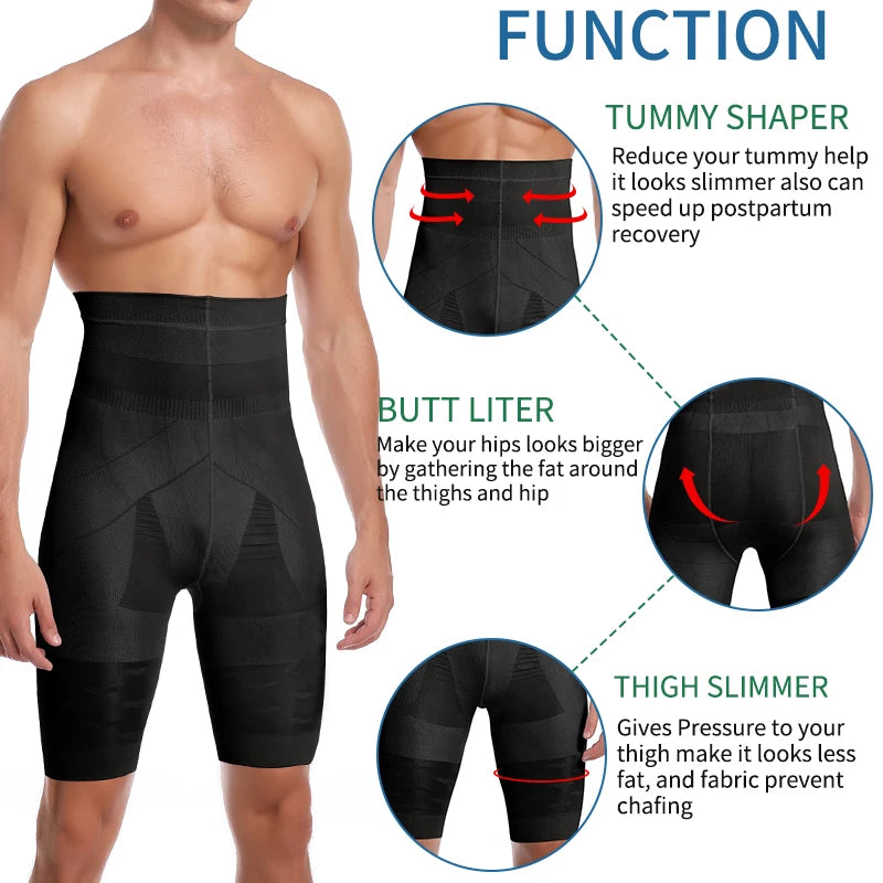 Men Tummy Control Shorts High Waist Slimming Shapewear Abdomen Belly Flat Body Shaper Leg Underwear Compression Briefs Boxer 3XL