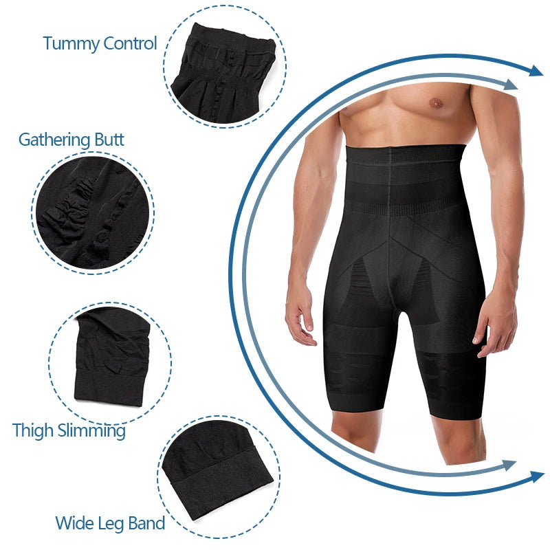 Men Tummy Control Shorts High Waist Slimming Shapewear Abdomen Belly Flat Body Shaper Leg Underwear Compression Briefs Boxer 3XL