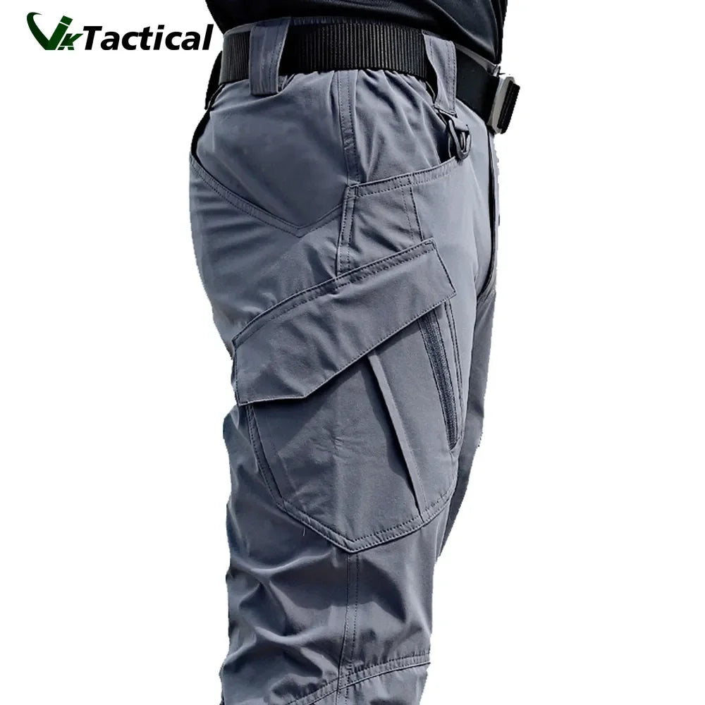 Mens Tactical Pants Multiple Pocket Elasticity Military Urban Commuter Tacitcal Trousers Men Slim Fat Cargo Pant 5XL