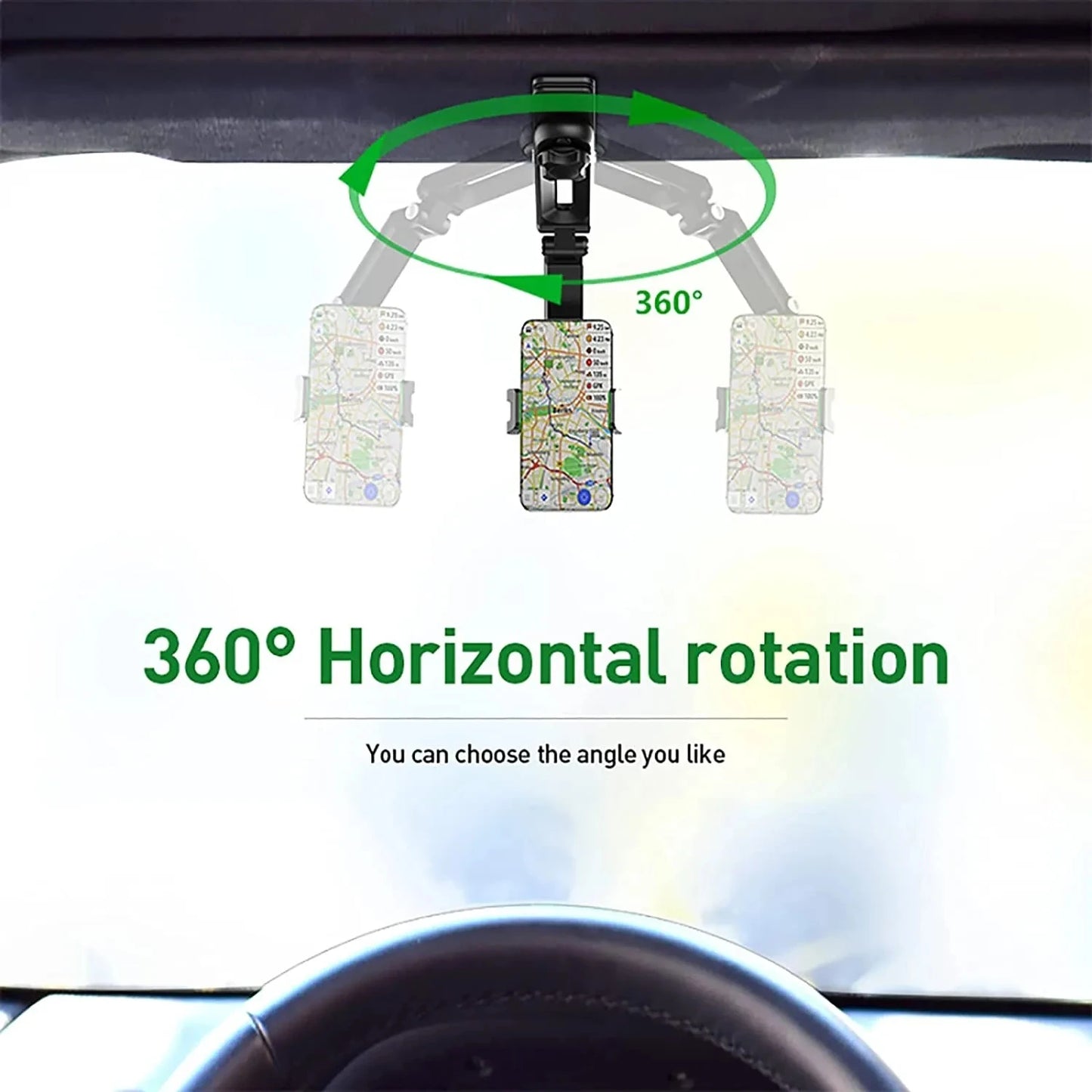 Sun Visor Phone Holder for Car Multifunctional 360° Rotating Sun Visor Cell Phone Holder with IPhone/Samsung/Android